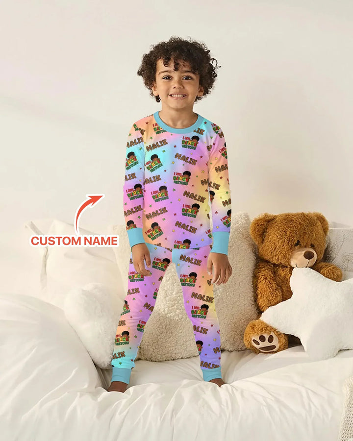 Custom Name I Am Black History Custom Bamboo Two Piece Long Sleeve Pajama Set