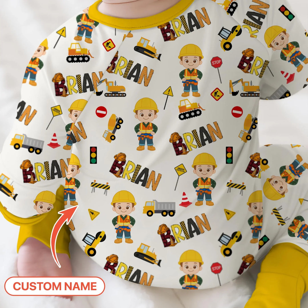 Custom Name Doodle Little Builder Bamboo Convertible Zippy
