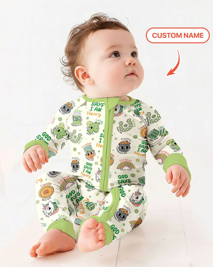 Personalized God Says I Am St. Patrick's Day Family Matching Bamboo Convertible Zippy