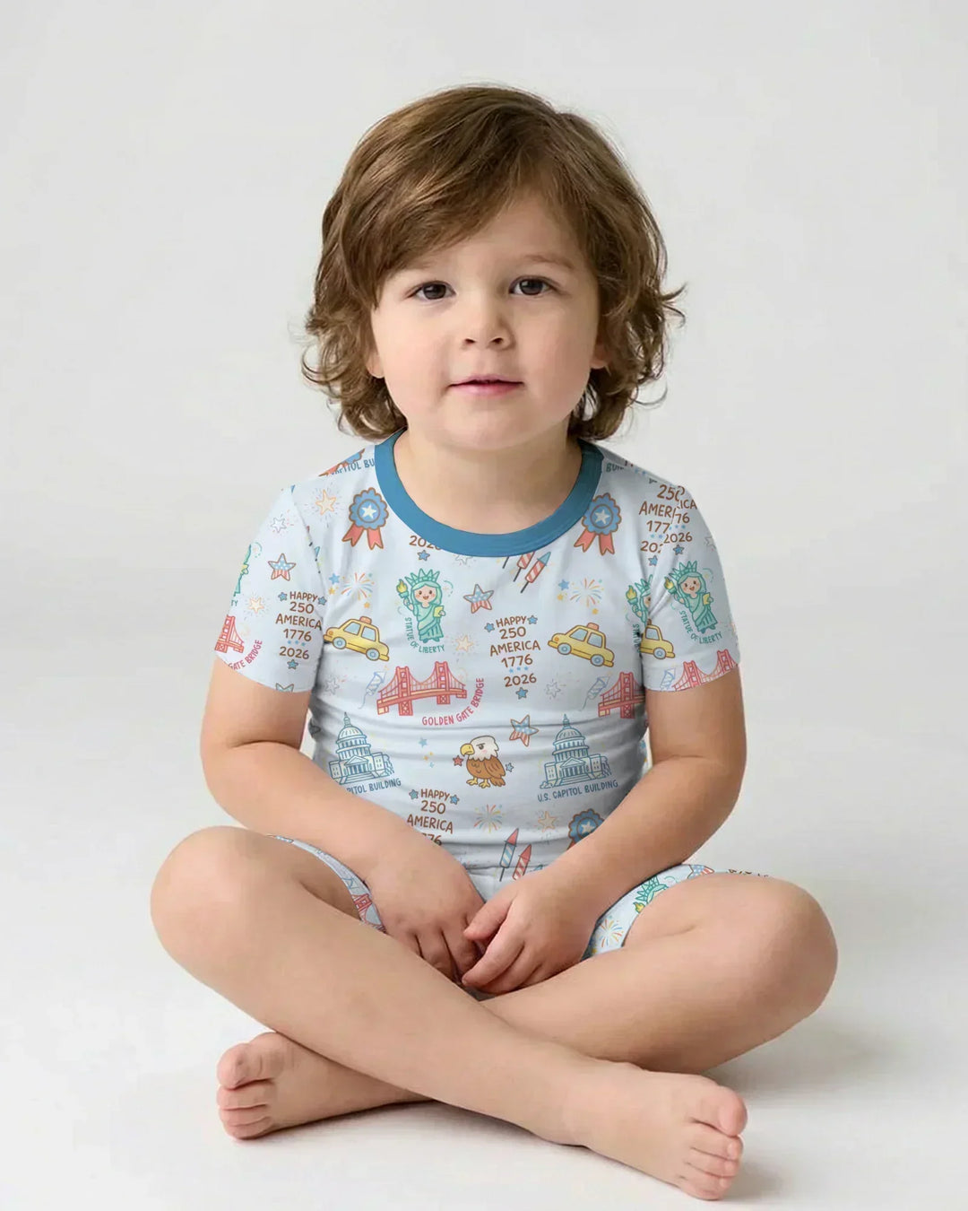 250 Years Of Freedom Bamboo Two Piece Short Sleeve Shorts Pajama Set