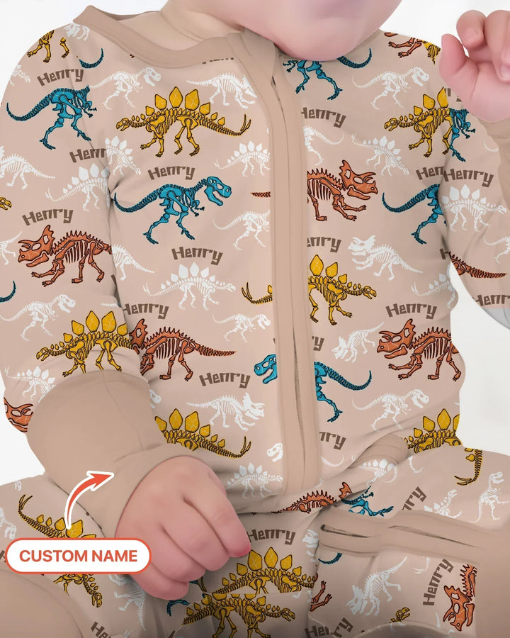 Dino Bones Parade Custom Name Bamboo Convertible Zippy