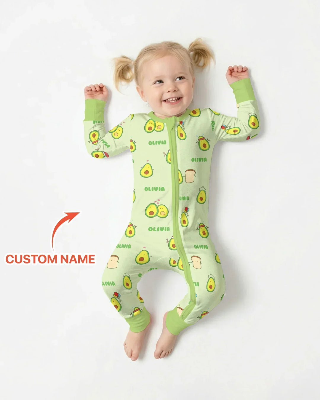 Custom Name Cute Avocado Bamboo Convertible Zippy