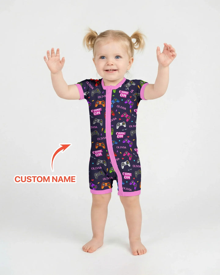 Custom Name Game On Family Matching Bamboo Shorty Zippy