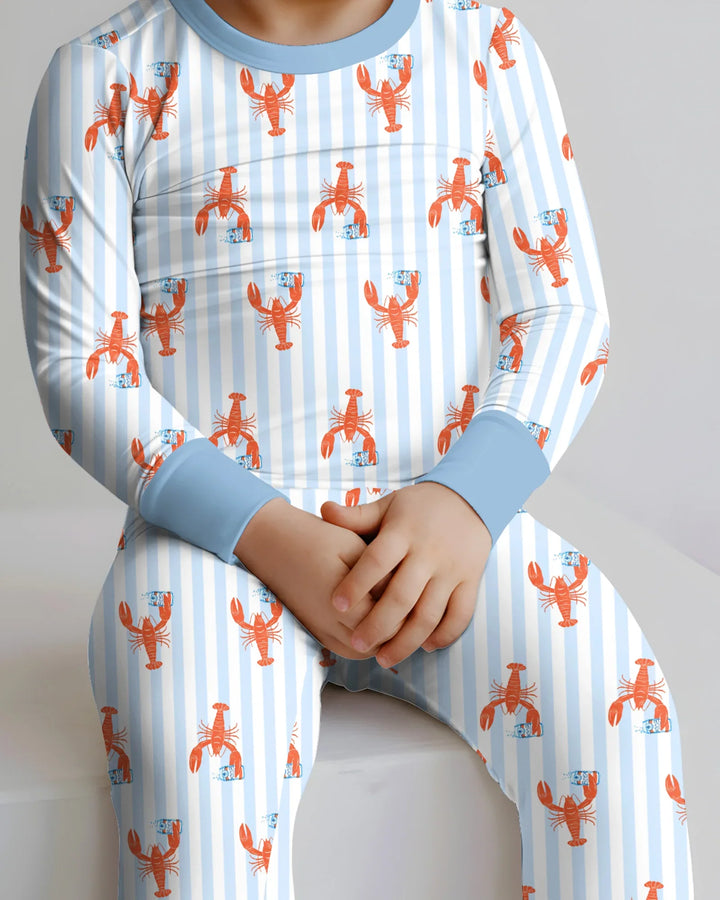 Custom Name Crawfish Beer Season Bamboo Two Piece Long Sleeve Pajama Set