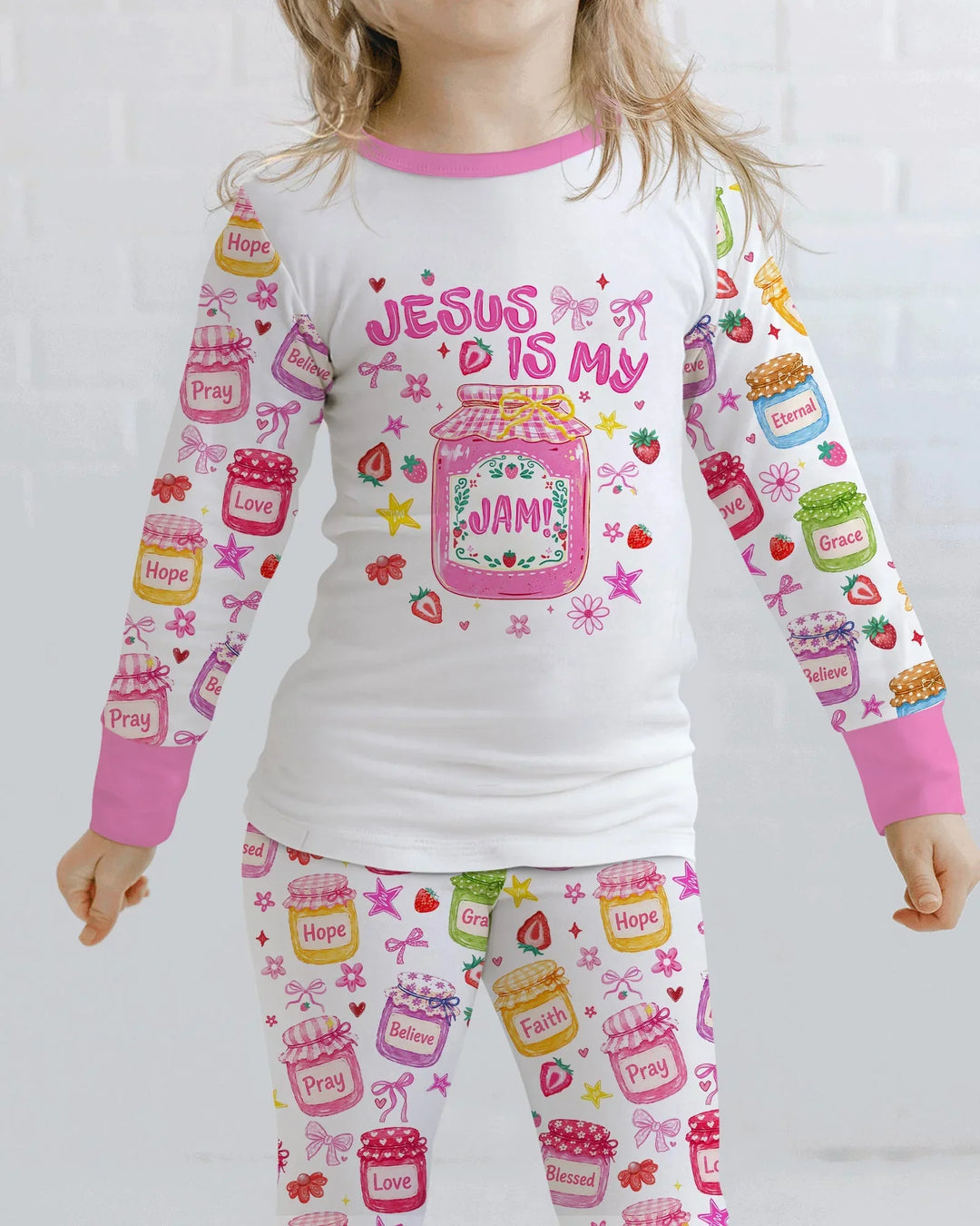 Preppy Summer Jesus Is My Jam Bamboo Two Piece Long Sleeve Pajama Set