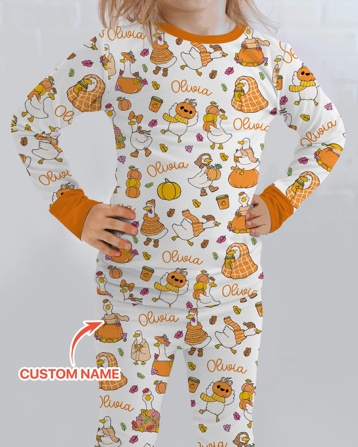Fall Silly Goose Bamboo Two Piece Long Sleeve Pajama Set