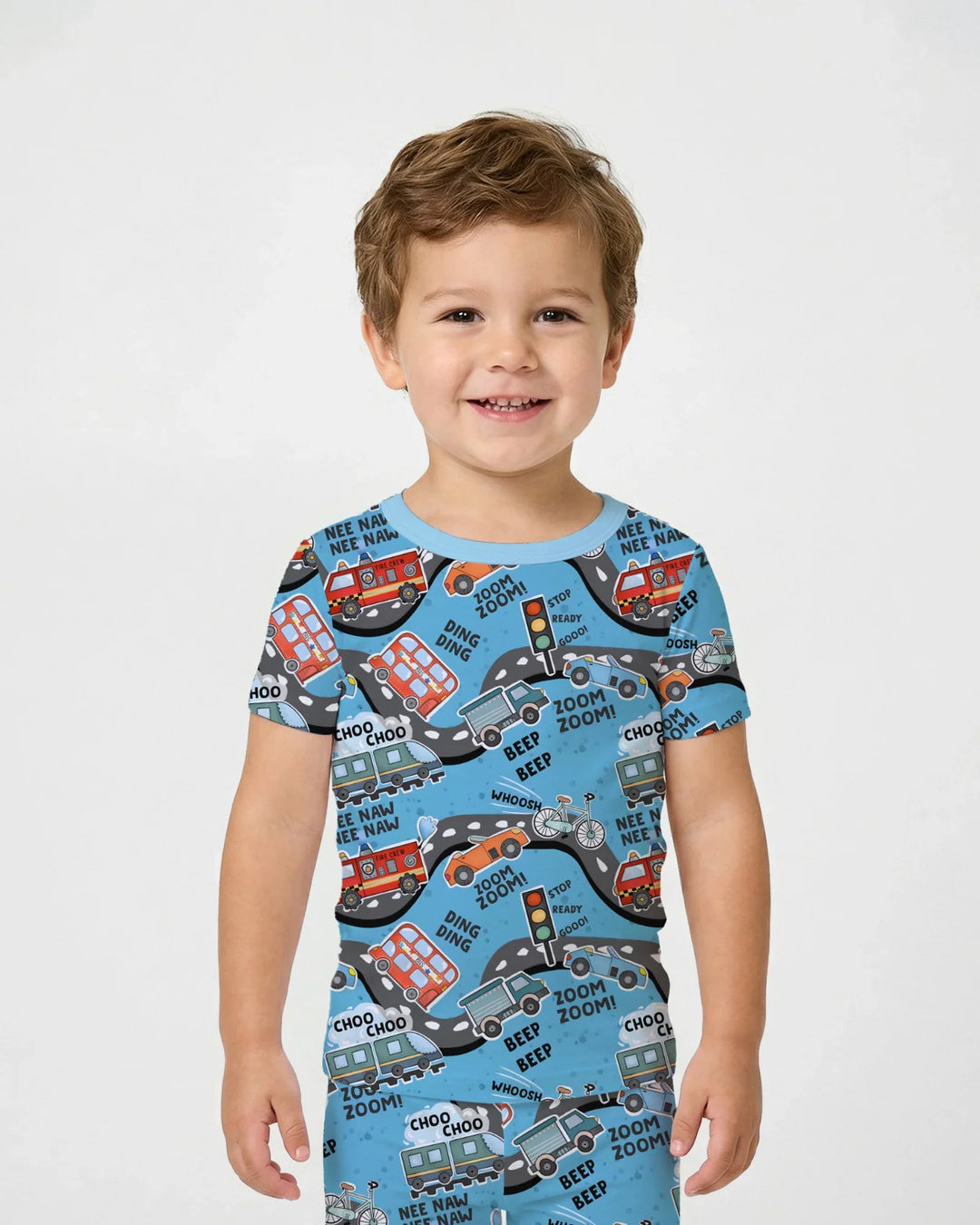 Zoom Zoom Beep Beep Bamboo Two Piece Short Sleeve Pajama Set