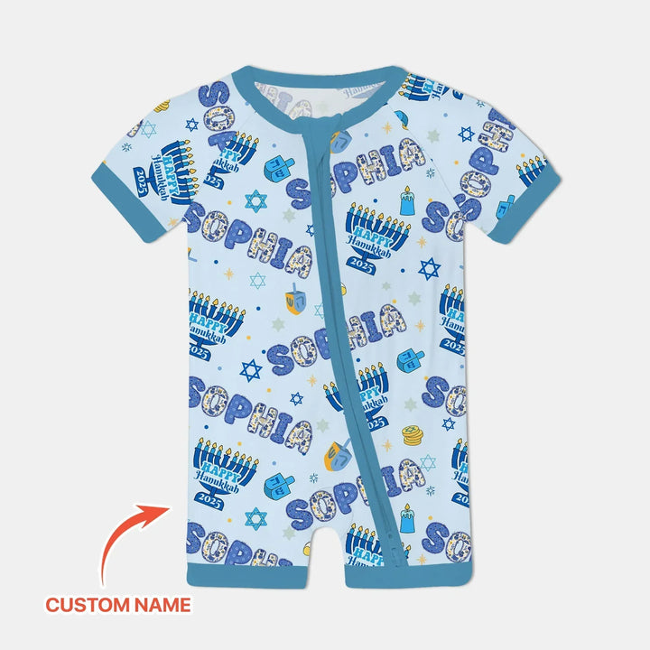 Custom name Happy Hanukkah 2025 Bamboo Shorty Zippy