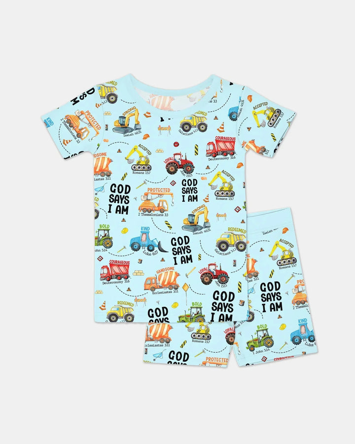 God Says I Am Boy Bamboo Two Piece Short Sleeve Shorts Pajama Set