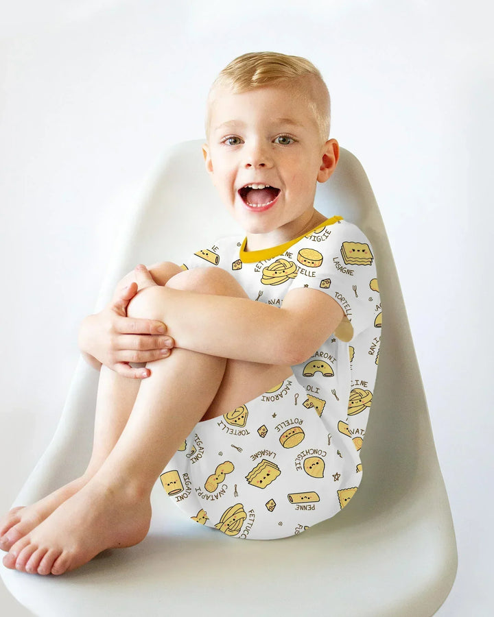 Kawaii Pasta Bamboo Two Piece Short Sleeve Shorts Pajama Set