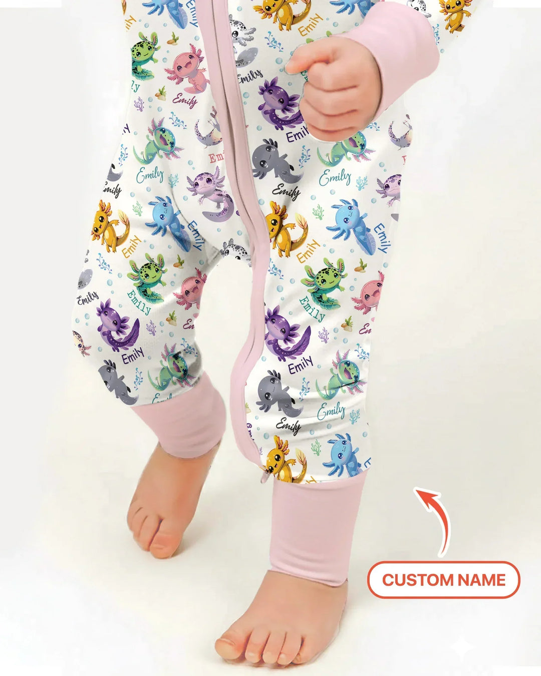I Love You Axolotl Custom Name Bamboo Convertible Zippy