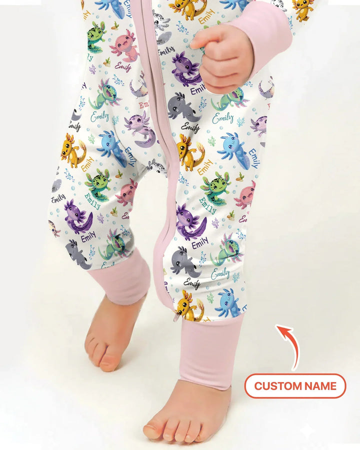 I Love You Axolotl Custom Name Bamboo Convertible Zippy