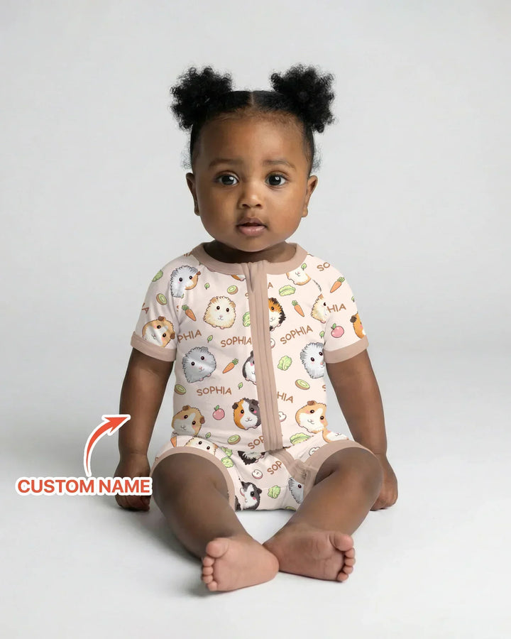 Custom Name Cute Guinea Pigs Bamboo Shorty Zippy