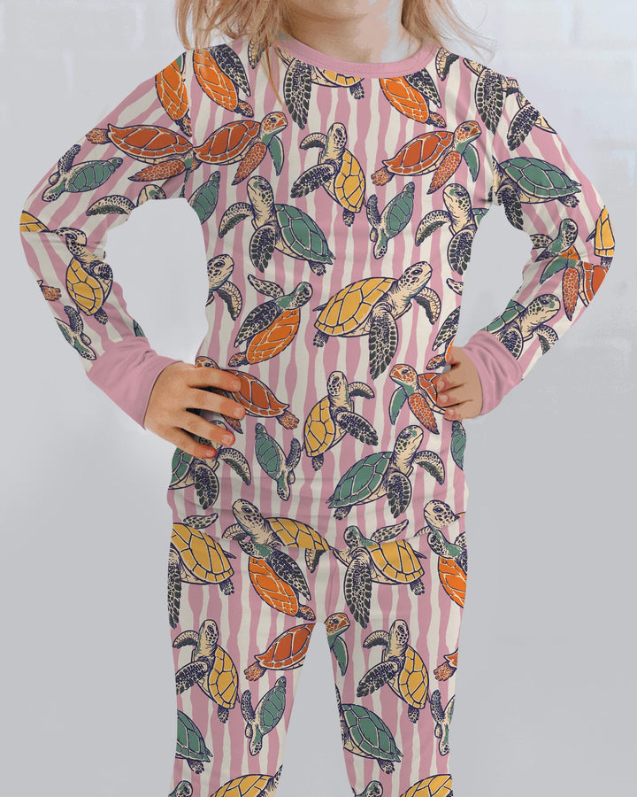 Turtle Bay Family Matching Bamboo Two Piece Long Sleeve Pajama Set