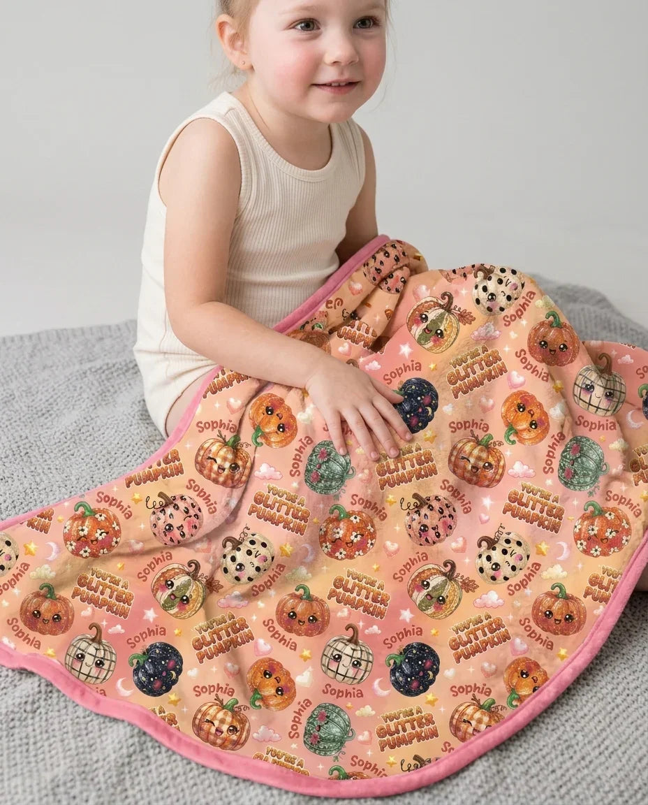 Custom Name You're A Glitter Pumpkin Bamboo Blanket