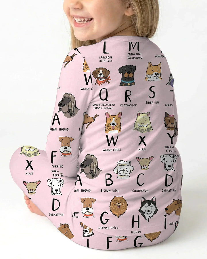 Funny Dogs Alphabet Bamboo Two Piece Long Sleeve Pajama Set