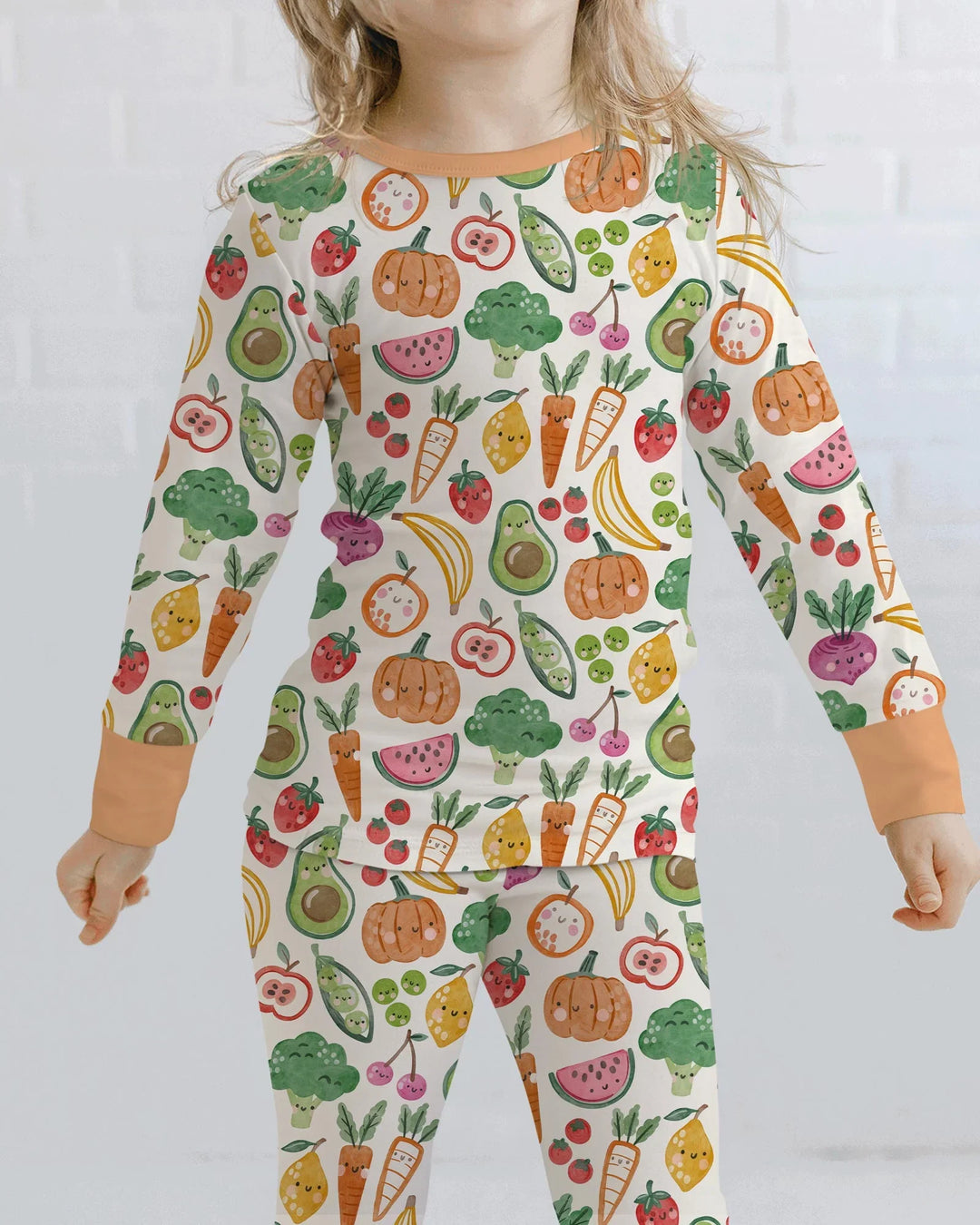 Veggie Friends Family Matching Bamboo Two Piece Long Sleeve Pajama Set