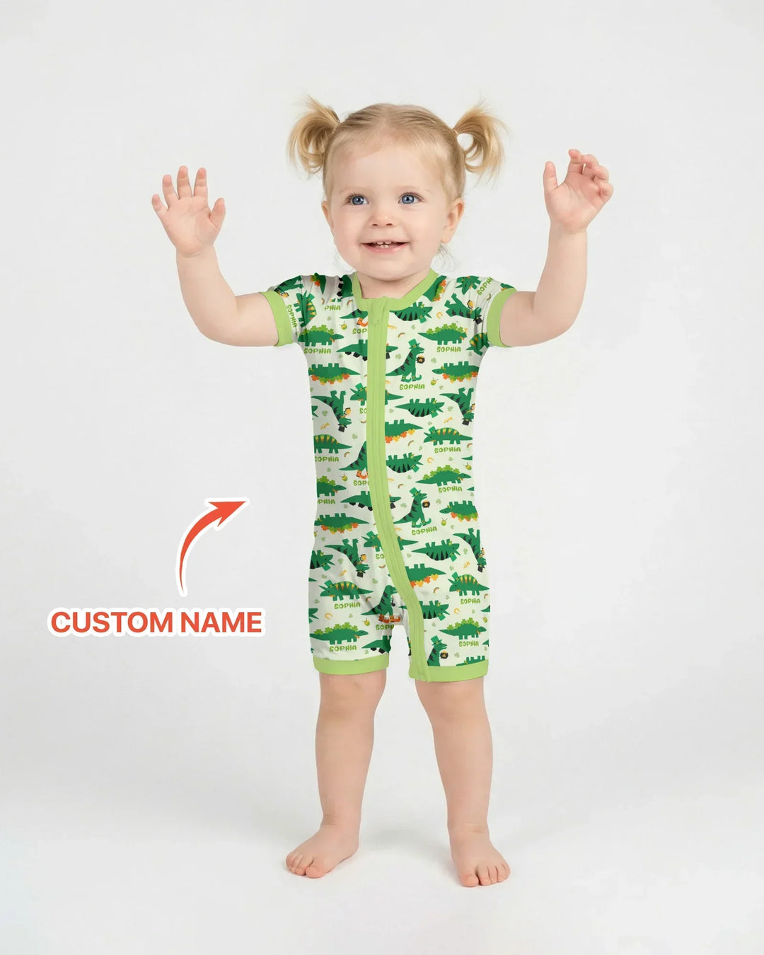 St. Patrick's Day Dinosaurs Custom Bamboo Shorty Zippy