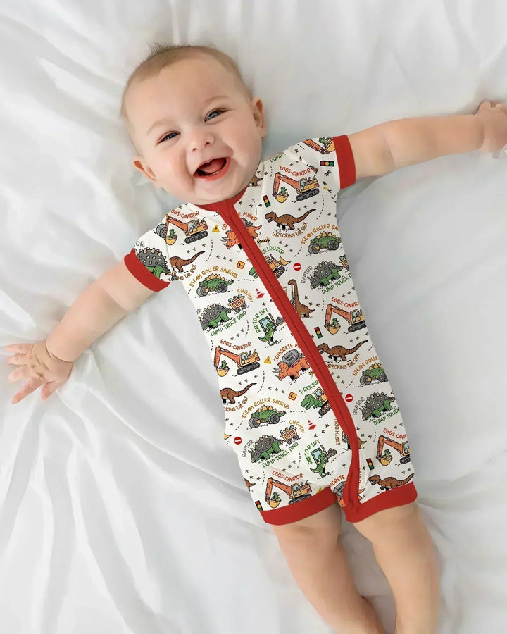 Dinosaur Construction Truck Bamboo Shorty Zippy
