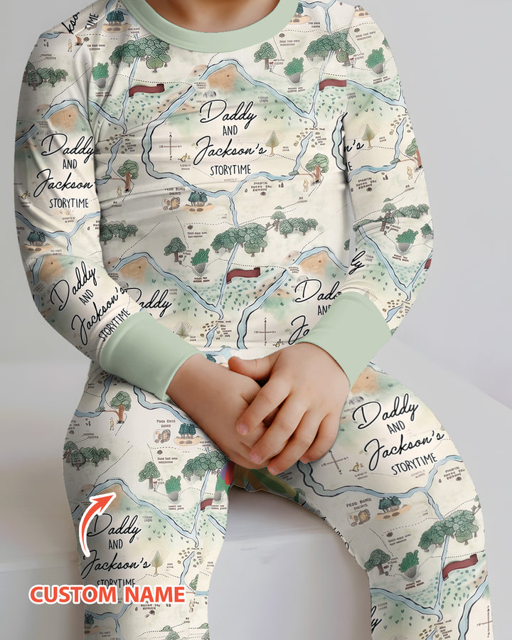 Mommy Daddy And Me Bedtime Story Family Matching Bamboo Two Piece Long Sleeve Pajama Set