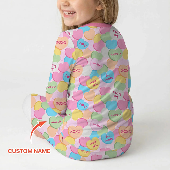 Valentine Candy Crush Family Matching Bamboo Two Piece Long Sleeve Pajama Set