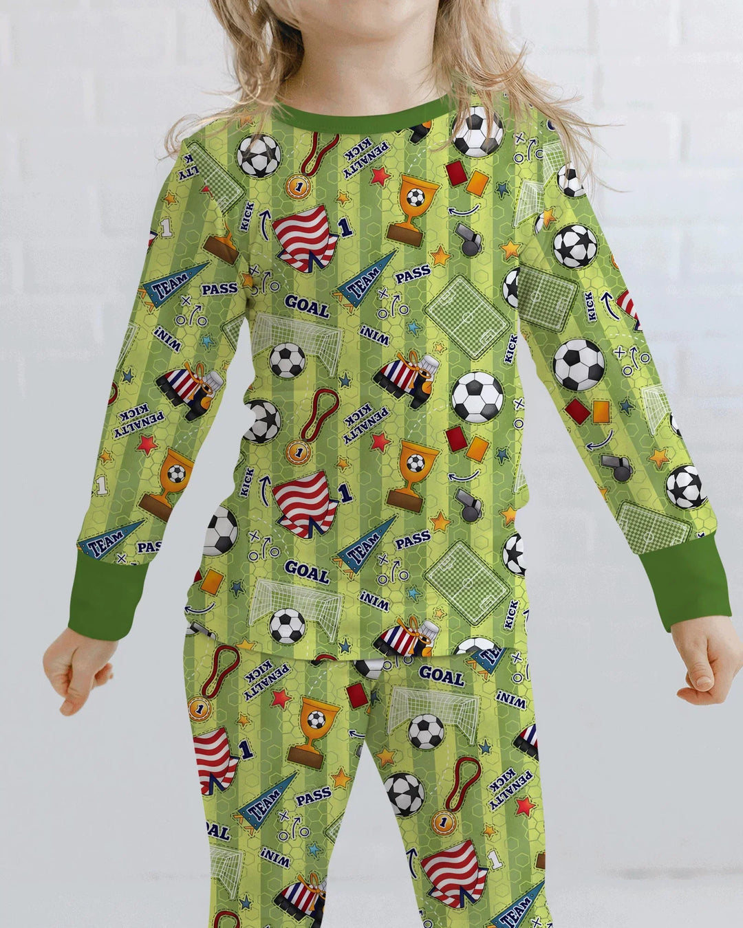 I Love Sports Soccer Bamboo Two Piece Long Sleeve Pajama Set