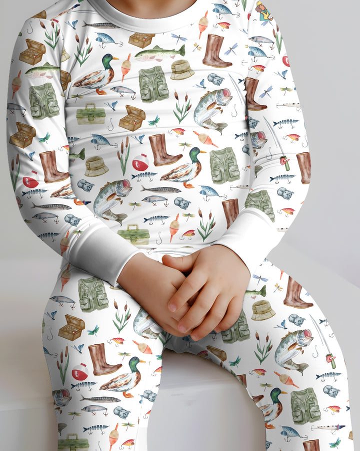 Daddy's Fishing Buddy Daddy& Me Matching Bamboo Two Piece Long Sleeve Pajama Set