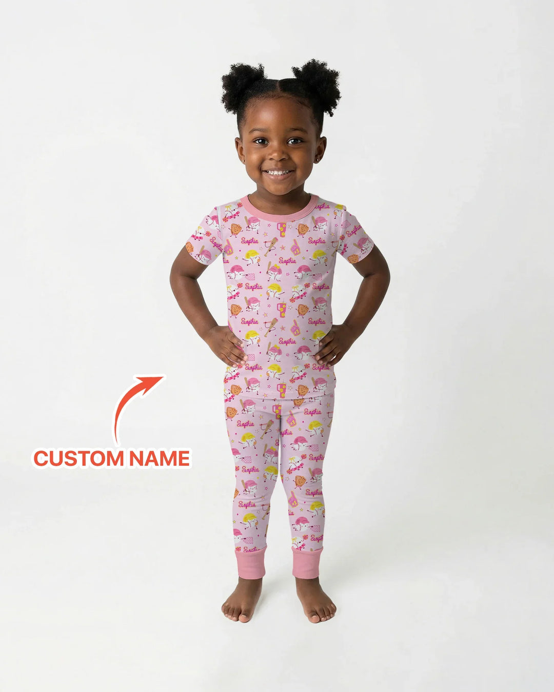 Baseball Mama and Mini Matching Bamboo Two Piece Short Sleeve Pajama Set