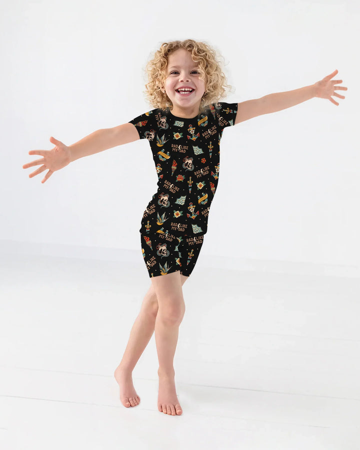 Rad Dad Society Daddy & Me Matching Bamboo Two Piece Short Sleeve Shorts Pajama Set