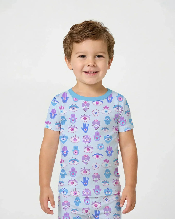 Hamsa Heart Guardians Family Matching Bamboo Two Piece Short Sleeve Pajama Set