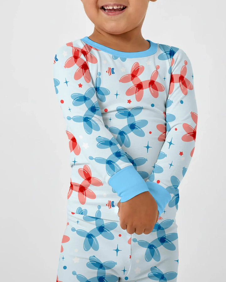 American Balloon Dog Party Bamboo Two Piece Long Sleeve Pajama Set