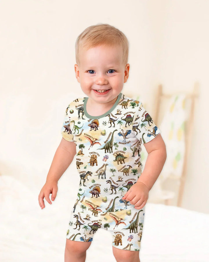 Dino Discovery Bamboo Two Piece Short Sleeve Shorts Pajama Set