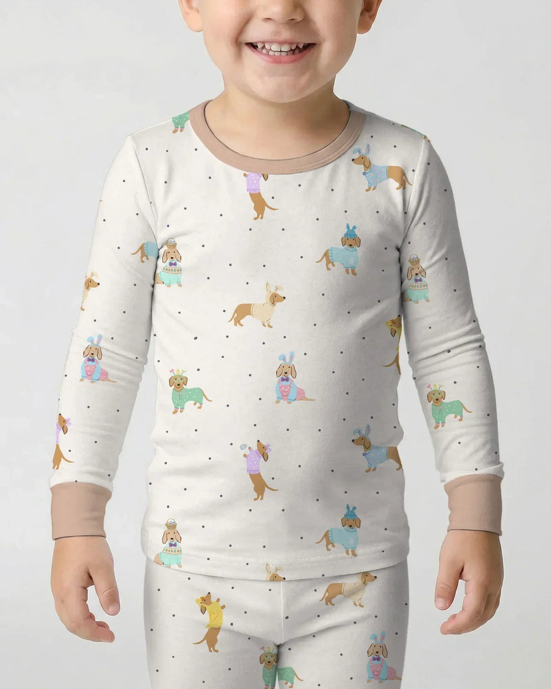 Easter Dachshund Bamboo Two Piece Long Sleeve Pajama Set