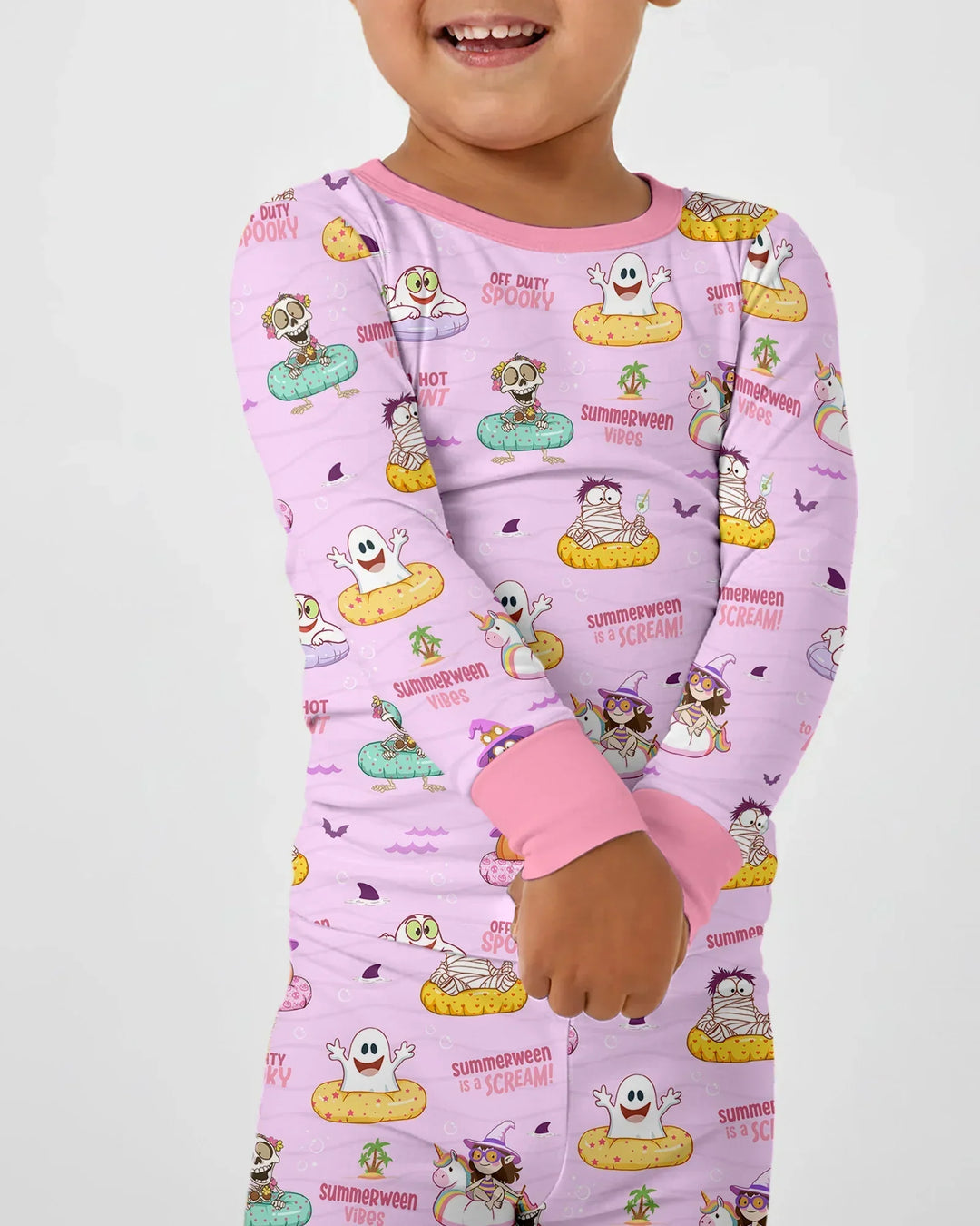 Summerween Cartoon Bamboo Two Piece Long Sleeve Pajama Set