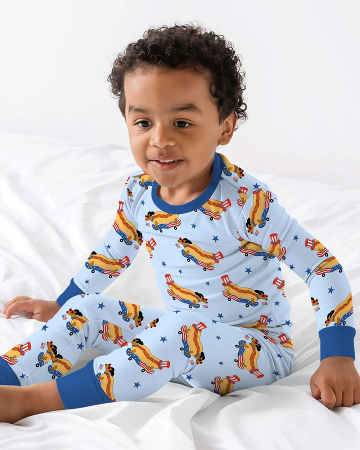 American Hot Dog Bamboo Two Piece Long Sleeve Pajama Set