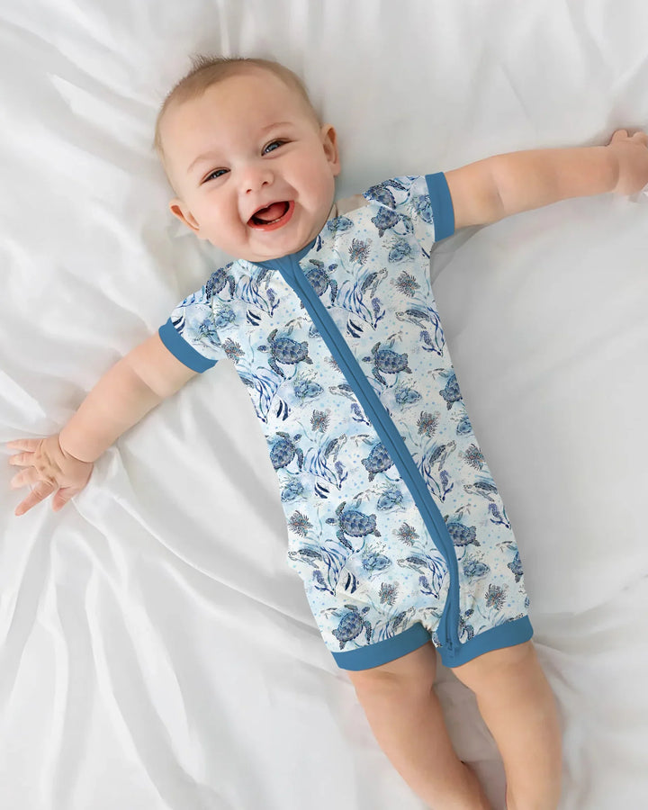 Little Turtles Family Matching Bamboo Shorty Zippy