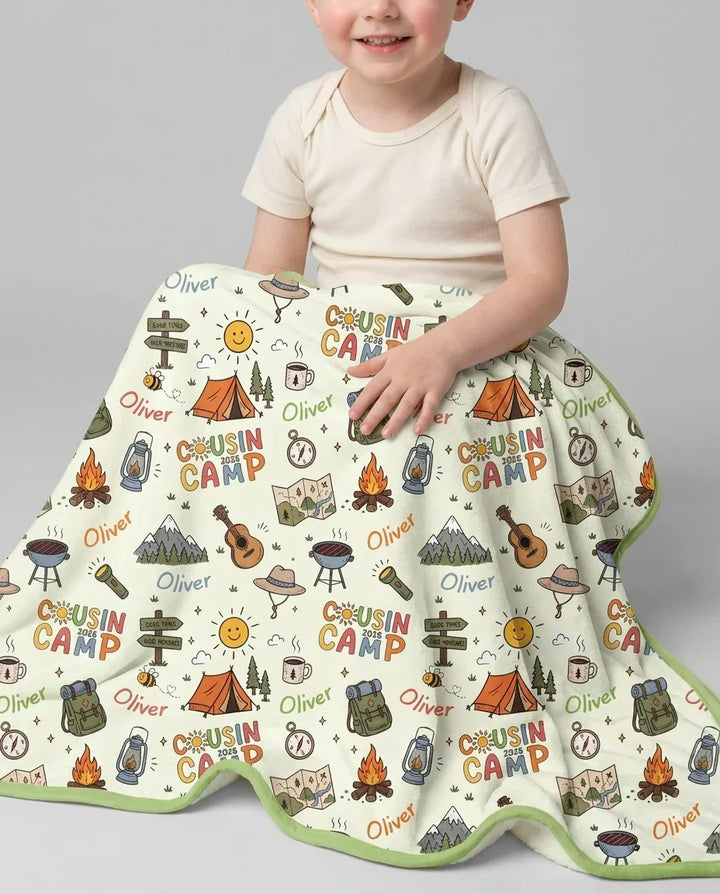 Custom Name Cousin Camp 2026 Bamboo Blanket
