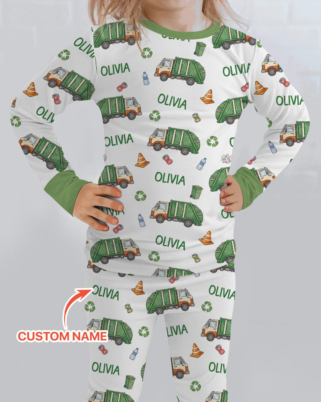 Custom Name Garbage Day Bamboo Two Piece Long Sleeve Pajama Set
