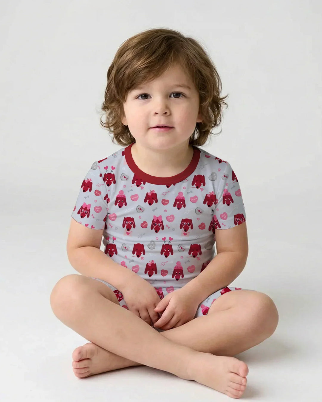 Dachshund Is My Valentine Bamboo Two Piece Short Sleeve Shorts Pajama Set