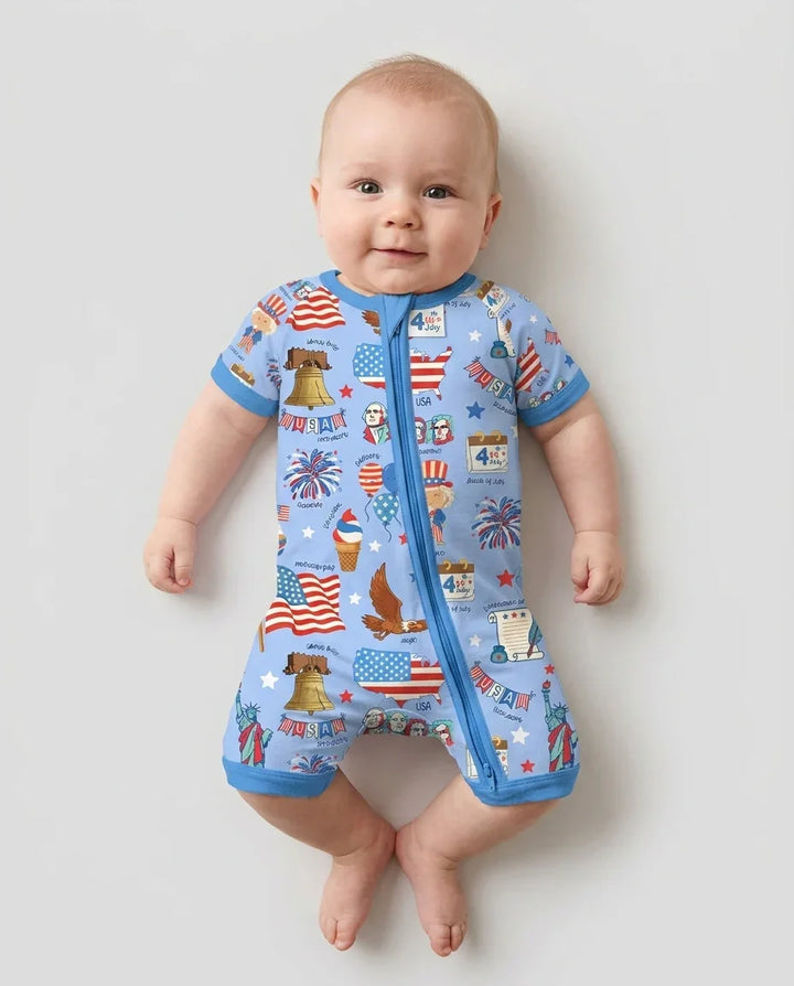 Hand Drawn Patriotic Iconic Bamboo Shorty Zippy