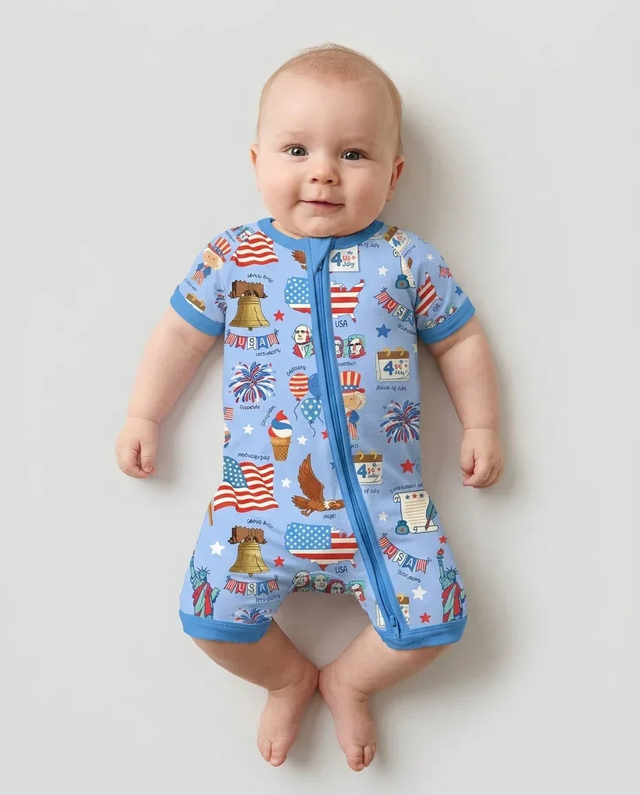 Hand Drawn Patriotic Iconic Bamboo Shorty Zippy