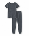 Slate Ribbed Bamboo Two Piece Short Sleeve Pajama Set