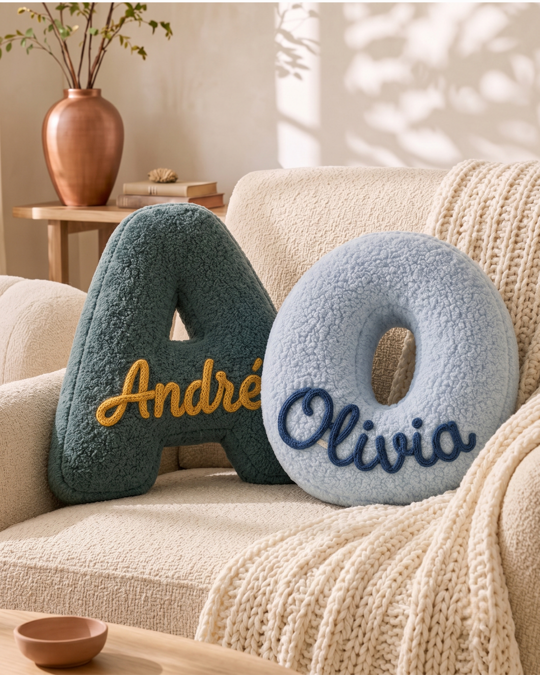 Cozy Initial Custom Letter Pillow