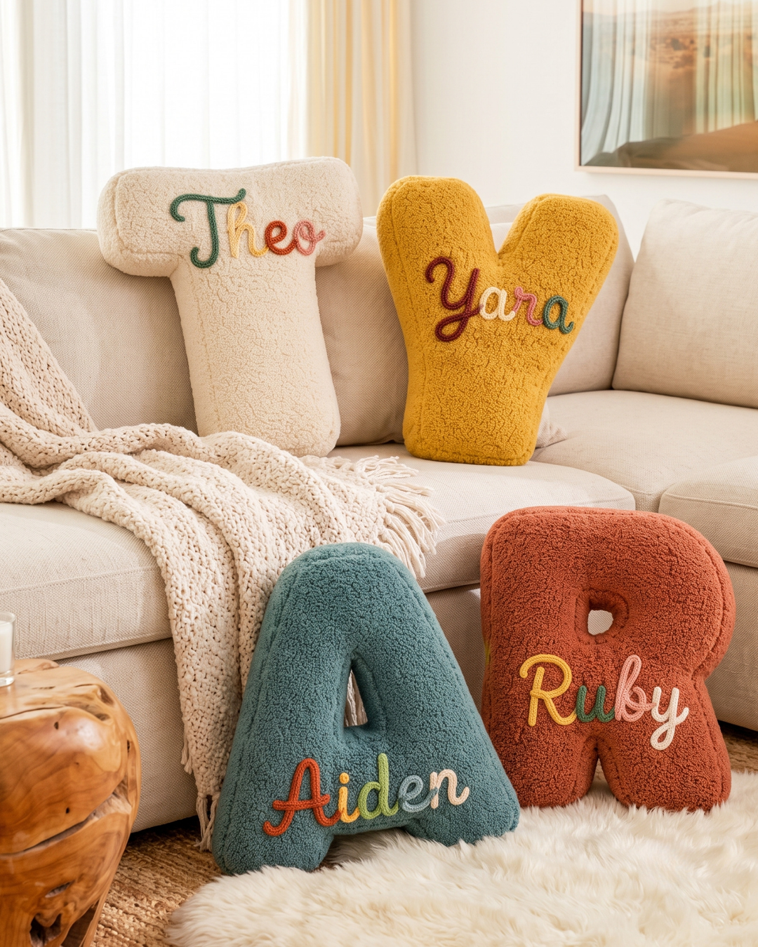 Cozy Initial Custom Letter Pillow