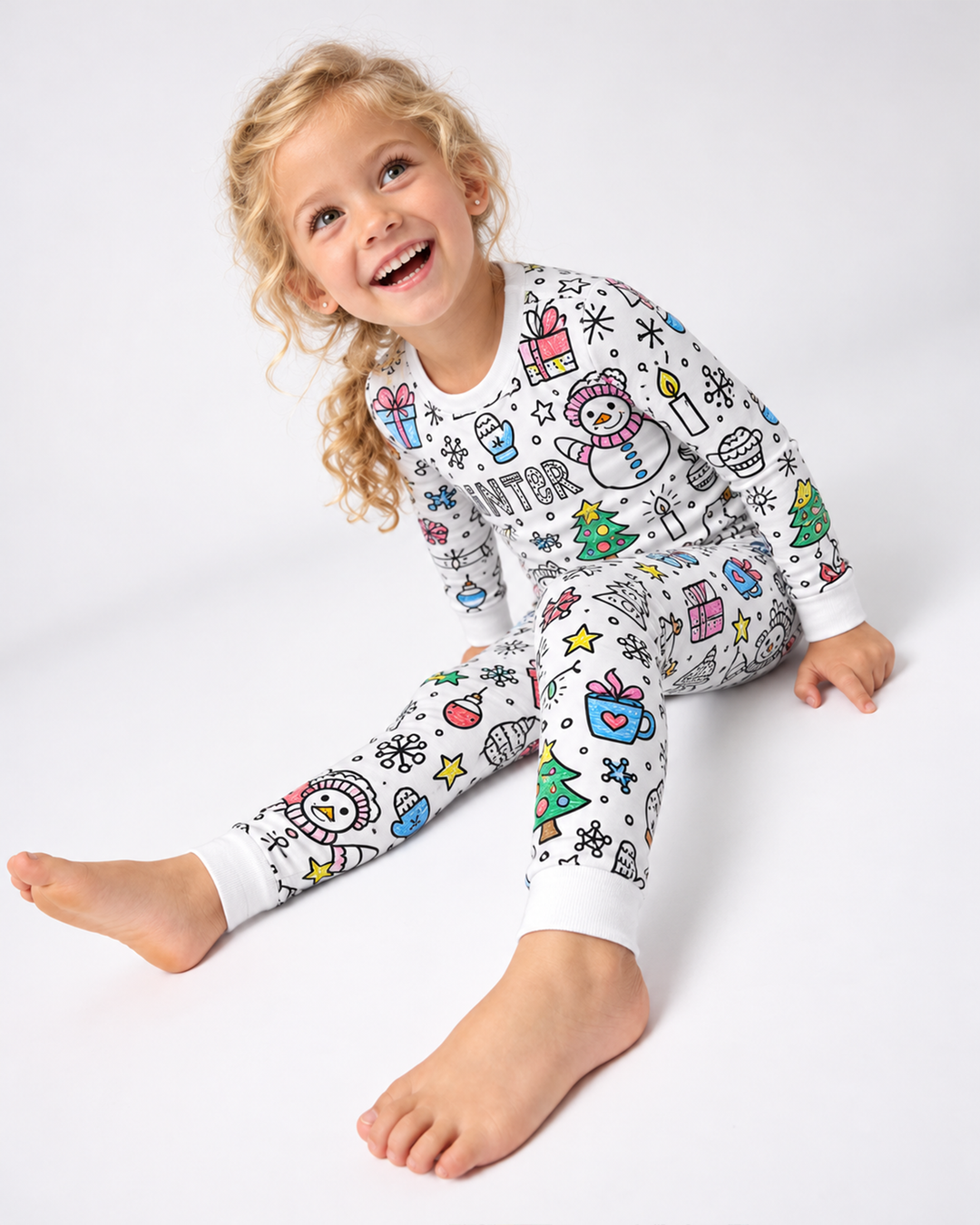 Christmas Colorable Bamboo Two Piece Pyjamas Set