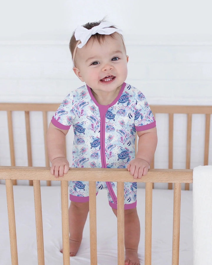 Little Turtles Family Matching Bamboo Shorty Zippy