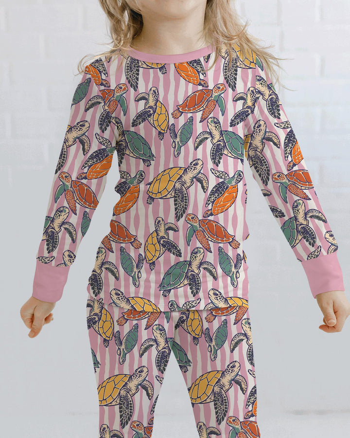 Turtle Bay Family Matching Bamboo Two Piece Long Sleeve Pajama Set