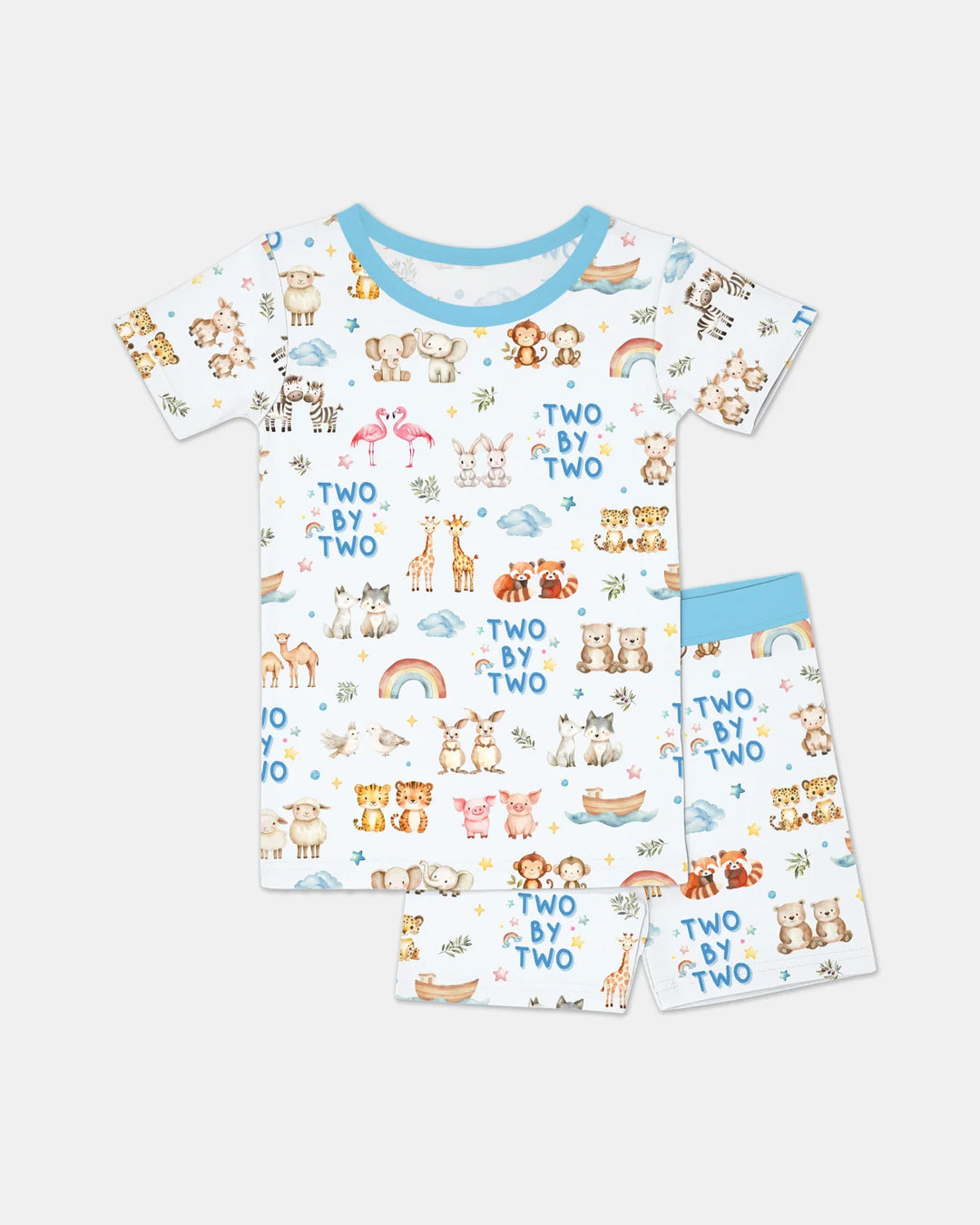 Two By Two Bamboo Two Piece Short Sleeve Shorts Pajama Set