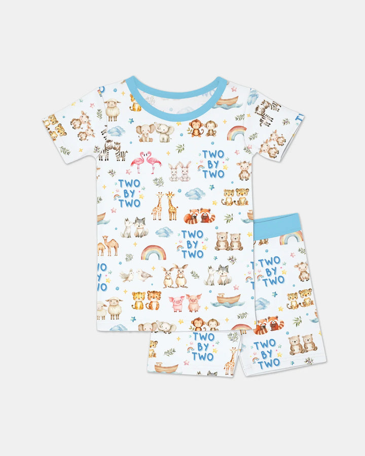 Two By Two Bamboo Two Piece Short Sleeve Shorts Pajama Set