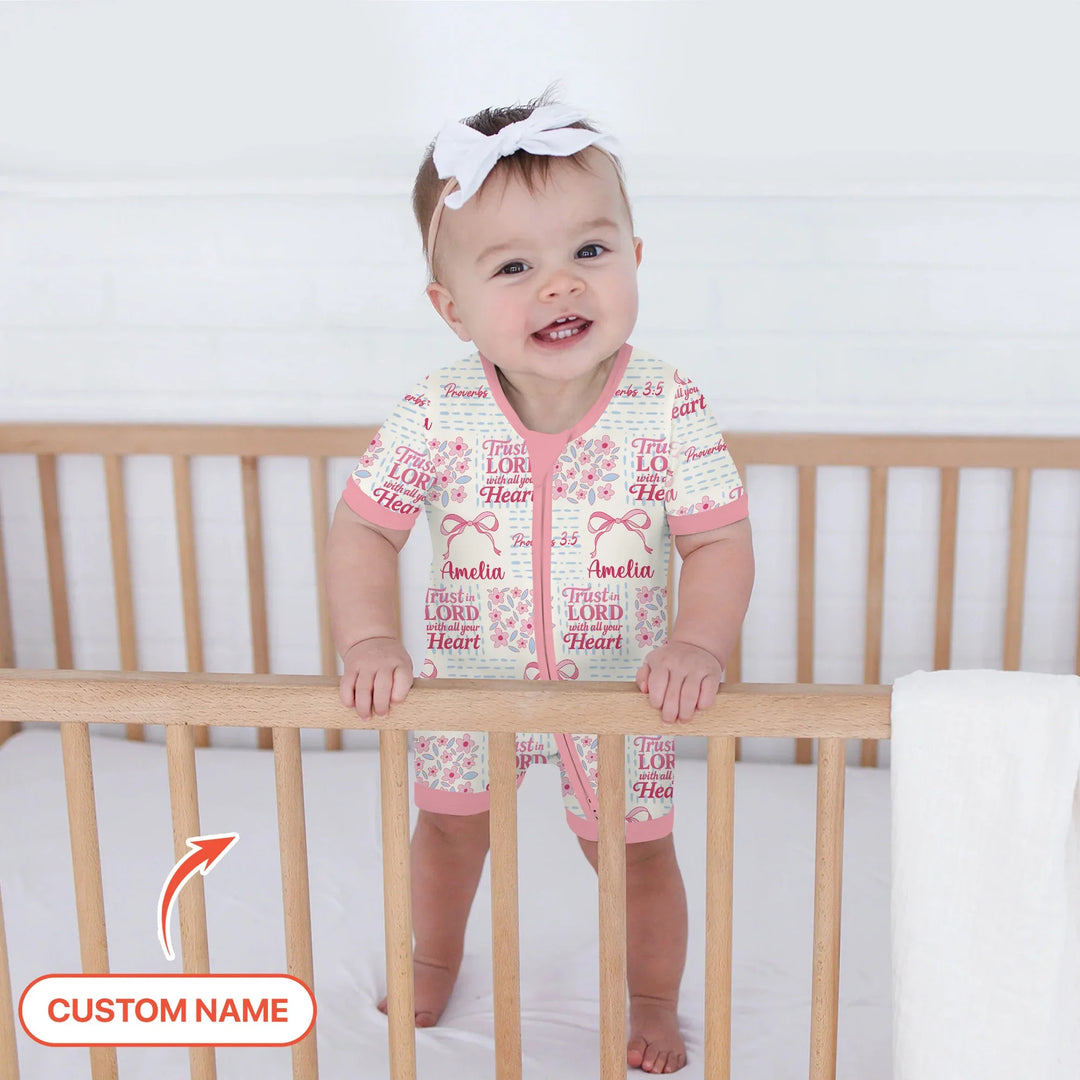 Trust The Lord With All Your Heart Custom Name Bamboo Shorty Zippy